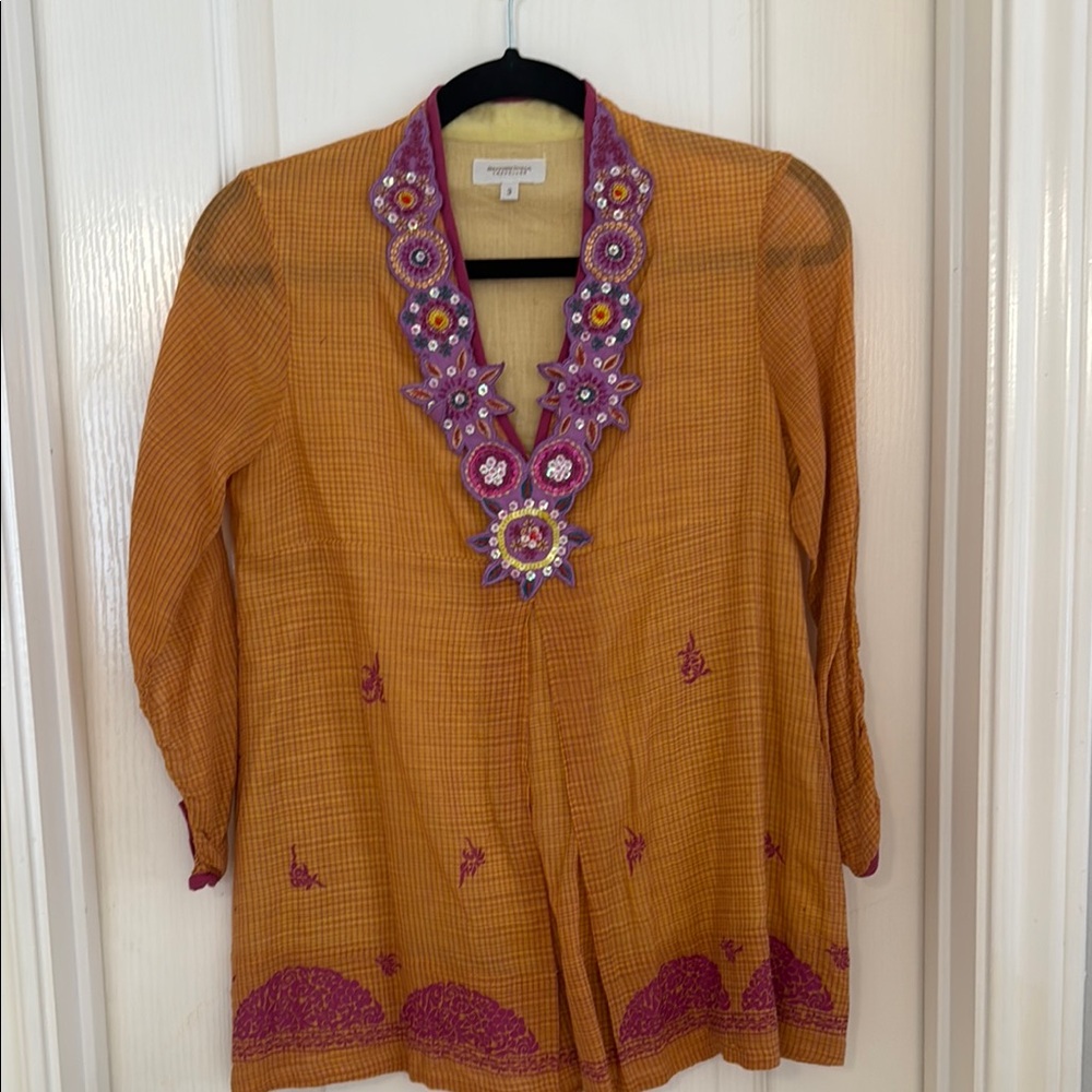 British India Orange blouse Embellished 3/4 Sleeve